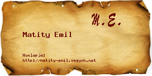 Matity Emil névjegykártya